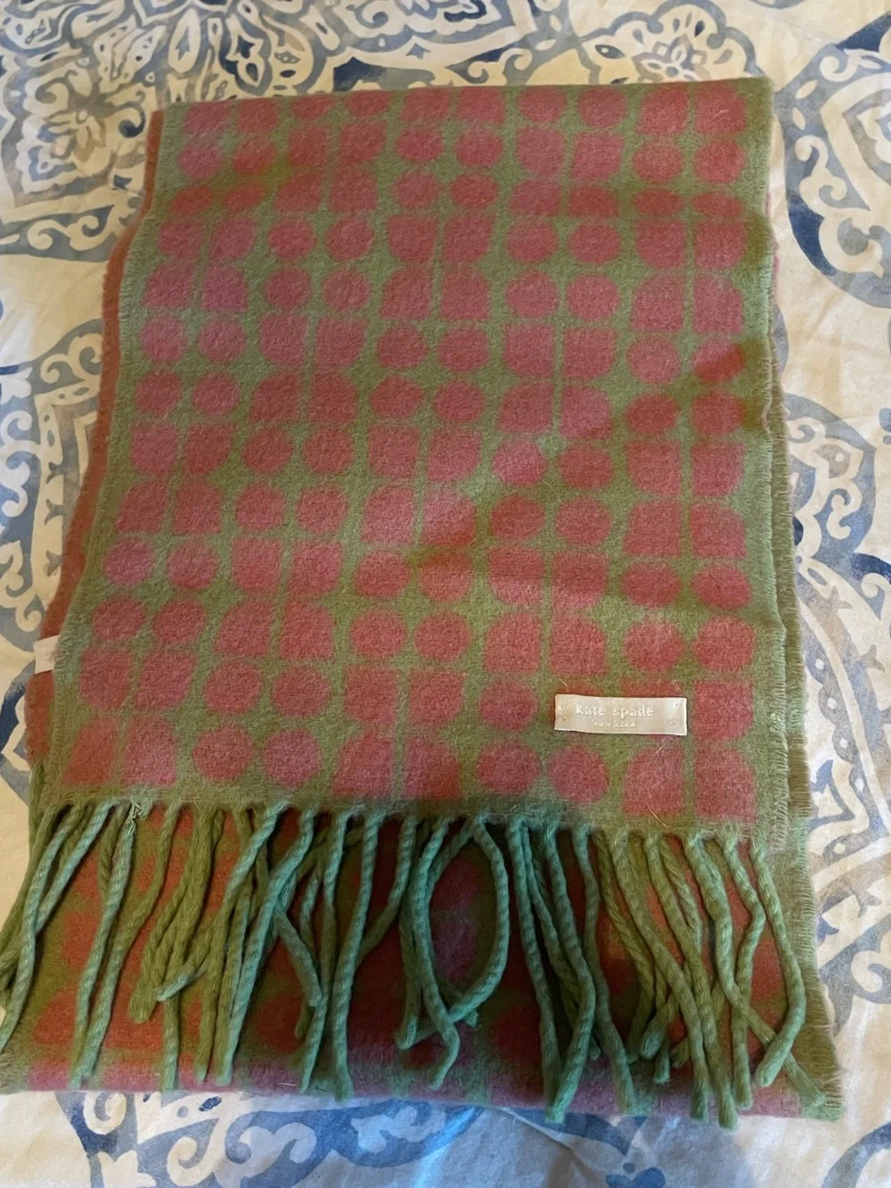 Kate Spade vintage Green and Pink Dot scarf